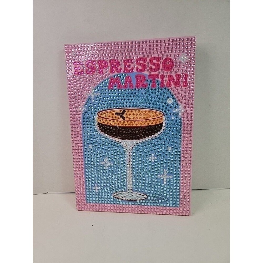 Espresso Martini Diamond Art Rhinestone Handmade Pink Blue Canvas Wall Decor